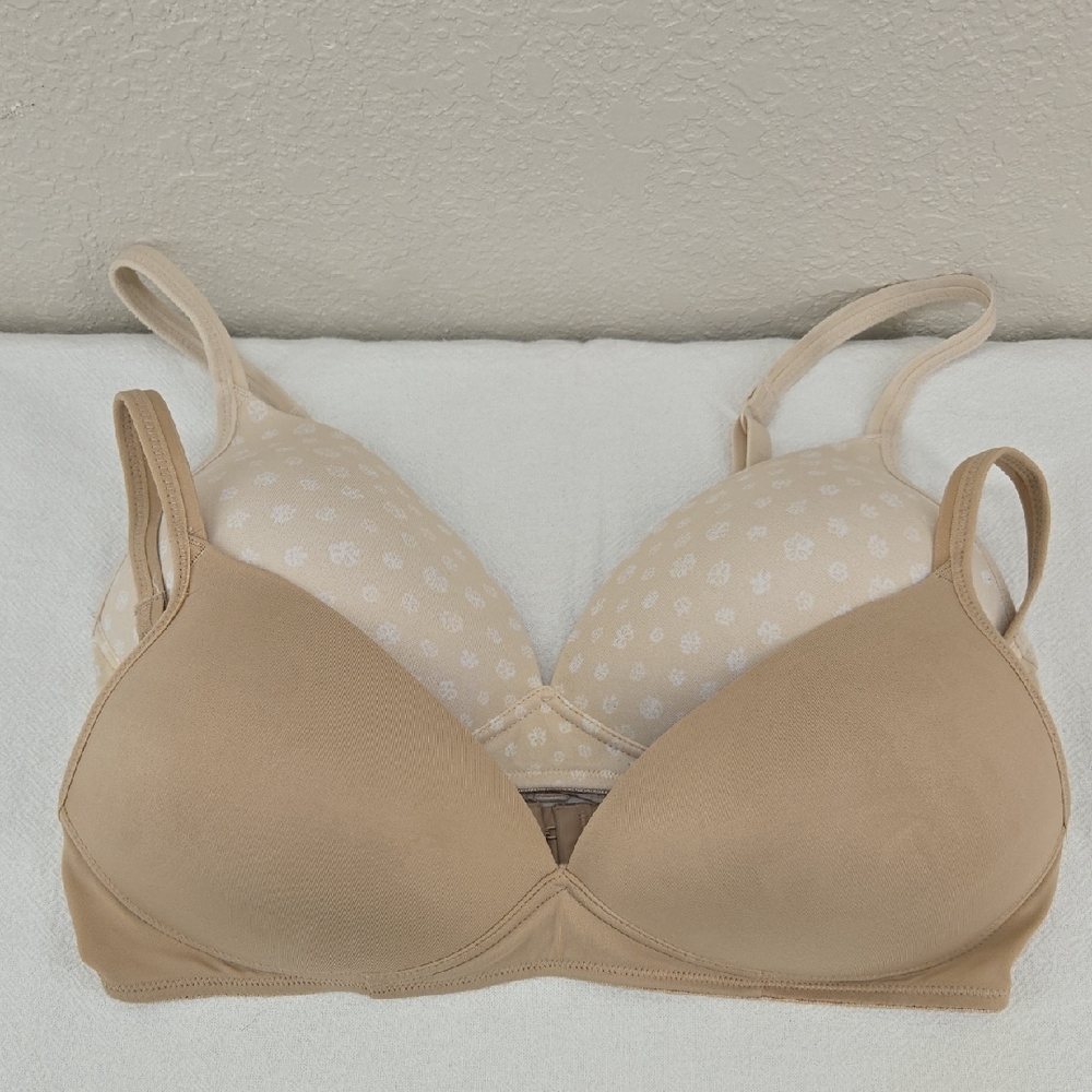 Tan and Floral Women's Bra Duo Size 38B